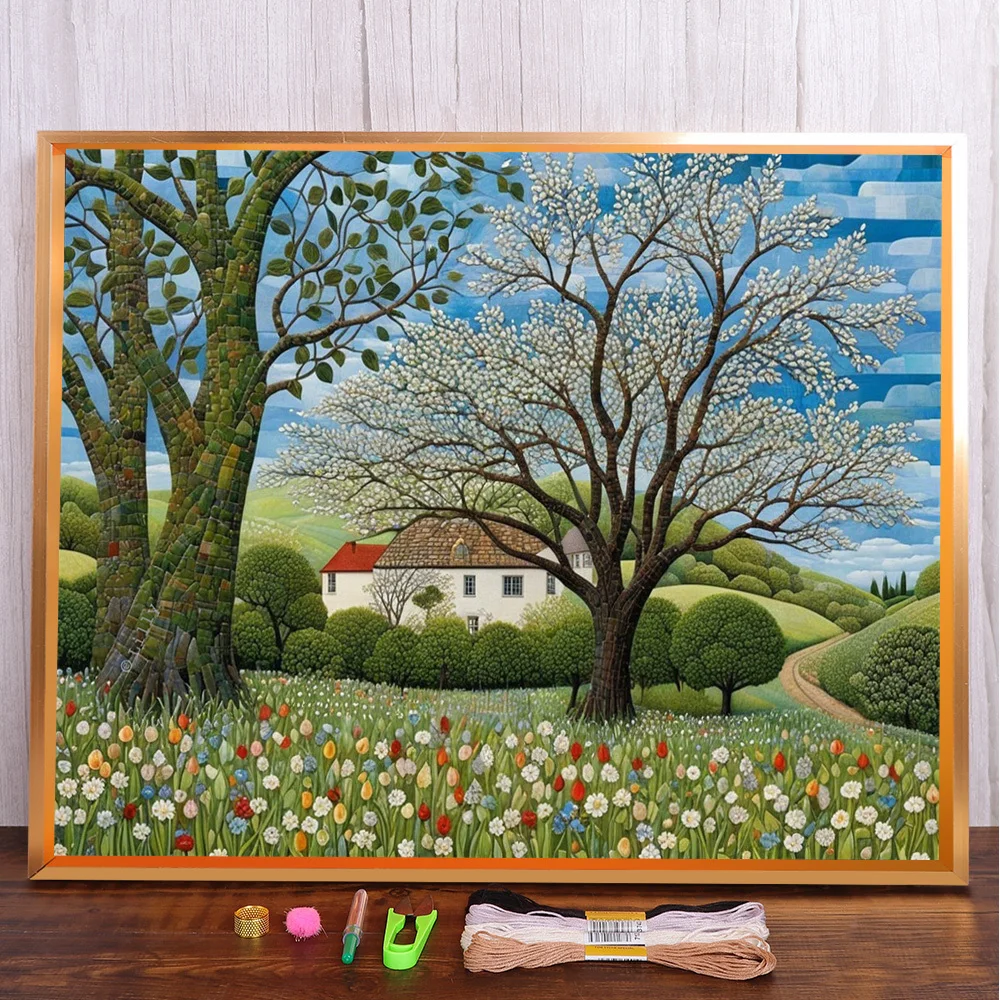 

Scenery Flower Printed Canvas 11CT Cross-Stitch Kit Embroidery DMC Threads Craft Handmade Hobby Handiwork Promotions Floss Gift