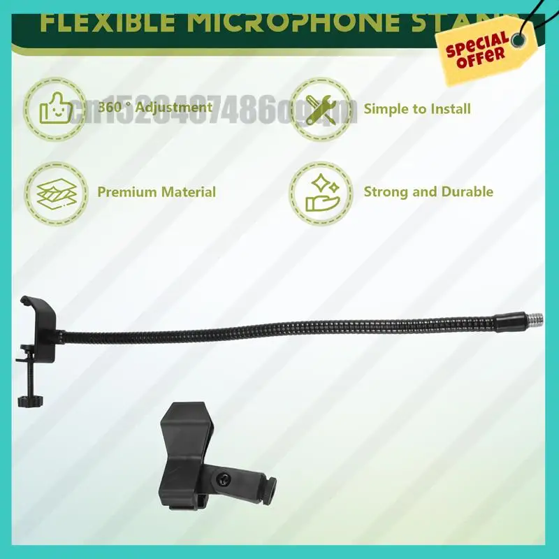 -ABJZ Supporto per microfono flessibile a collo di cigno con morsetto da scrivania per studio di trasmissione radiofonica, attrezzatura per trasmissione in diretta