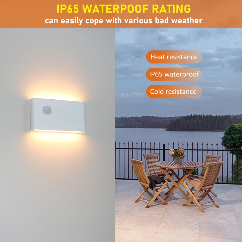 Modern LED Outdoor Motion Sensor Waterproof Wall Lamp With Human Body Sending Motion For Garden Courtyard Corridor Lighting