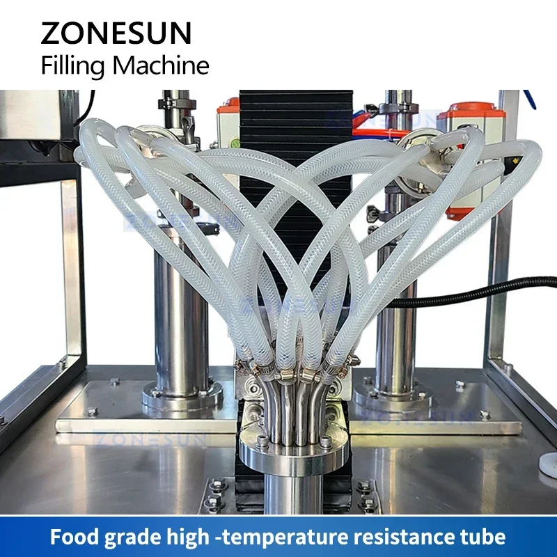 ZONESUN-máquina de llenado de remolino de doble Color, relleno de rayas, dispensador de pasta gruesa, equipo de embalaje de gelatina de mantequilla de maní, ZS-FM250