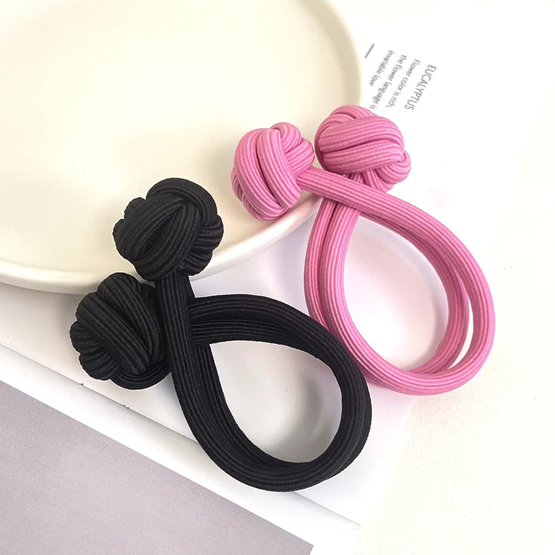 New Design Chinese Knot Head Rope High Horsetail Solid Color Rubber Bands Tie Fashion Versatile Durable Women Hair Accessories