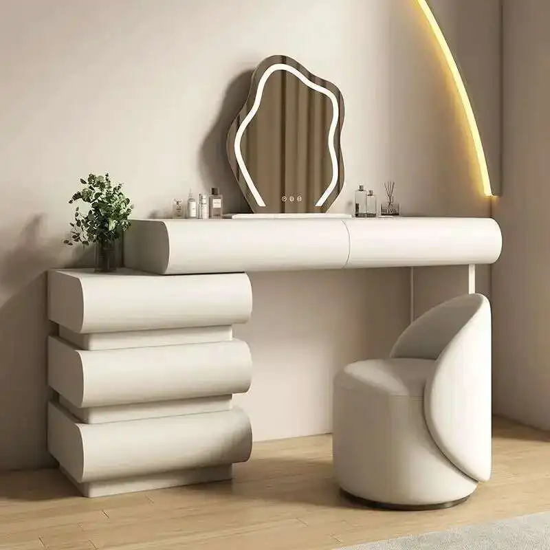 

Nordic Luxury Dressing Table Mirror Cabinet Organizers Storage Wooden Make Up Table Bedroom Girls Coiffeuse De Chambre Furniture