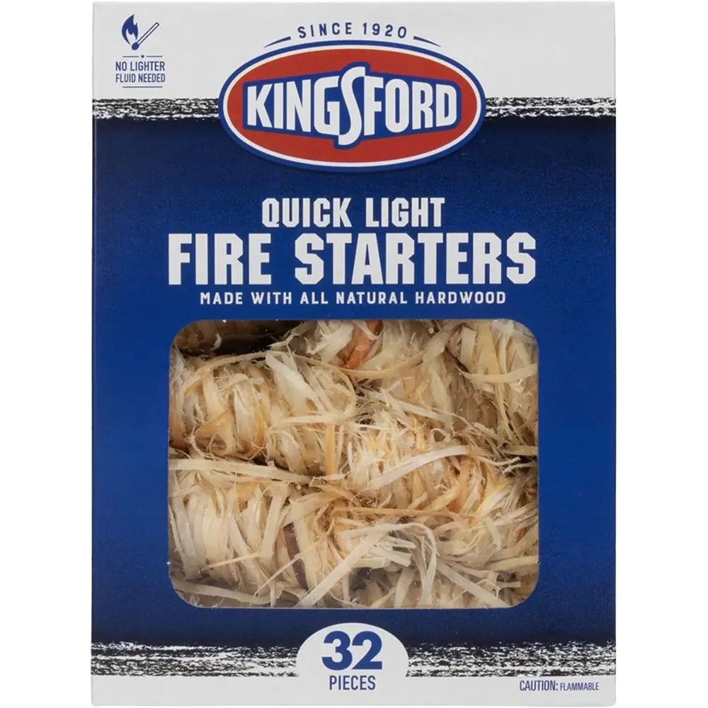 All-Natural Hardwood Pellets for Easy Lighting, Water-Resistant, Ideal for Grills, Smokers, and Campfires - 32 Count