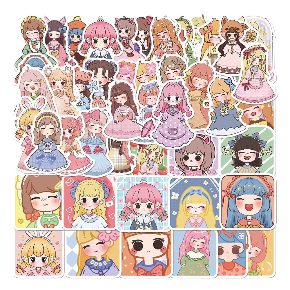 

10/30/50pcs Cute Cartoon Maiden Girl Stickers Aesthetic Kawaii Decals Laptop Suitcase Guitar Phone Scrapbook Graffiti Sticker