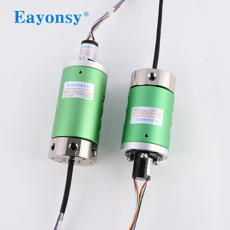 1-16 Port Pneumatic Rotary Union with G1/8 Port assemble 2-16 Circuit Electrical Slip Ring with 2A Current 360° Rotation