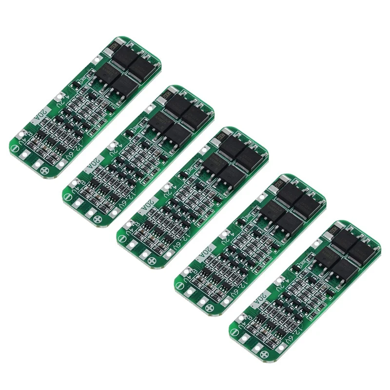 ABQR 5 szt. 3S 20A 18650 Moduł Ładowarki Akumulatorów Li-Ion Płytka Zabezpieczająca PCB 11.1V 12V 12.6V