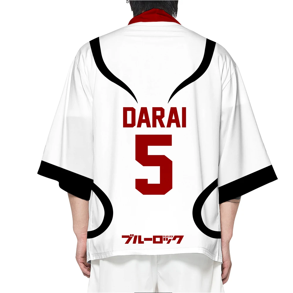 

3D Blue Lock Haori Cosplay Anime Funny kimono Cardigan Men Hip Hop Casual Outerwear Summer half sleeve Top