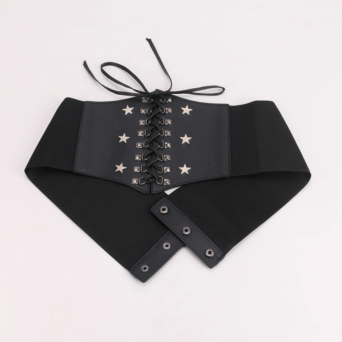 Punk pentagram Stud Decoration tie rope Elastic Ladies\'s Cummerbunds corset waist Hit Hot Girdle For women wide belt on Dress