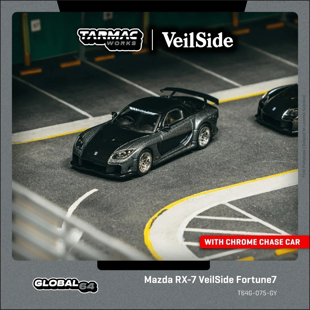 

PreSale TW 1:64 Mazda RX7 VeilSide Fortune7 Grey Metallic Black Diecast Car Model Collection Toys Tarmac Works