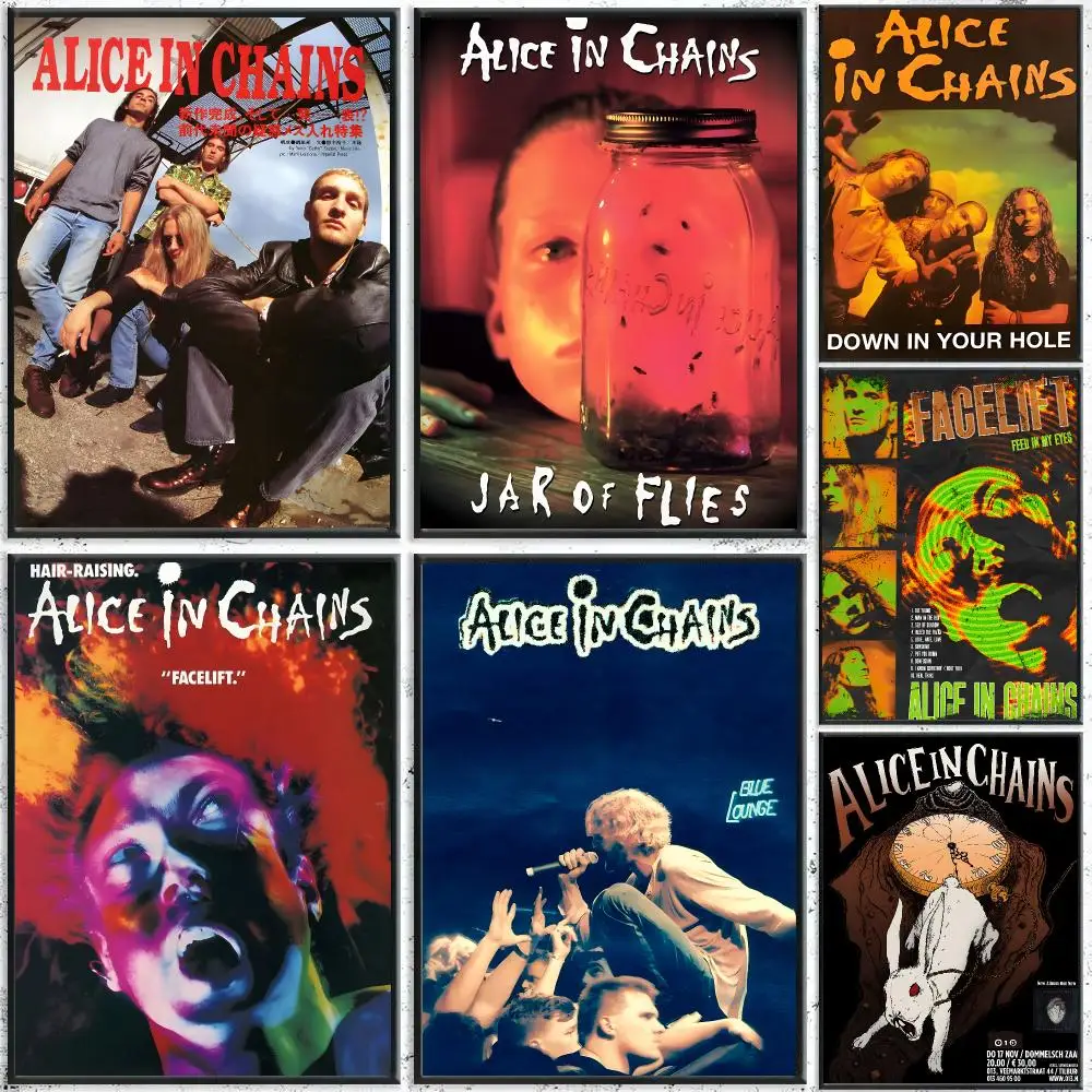 Back Band A-Alice In Chains Poster HD Waterproof Self-Adhesive Wall Art – Multi-Scene Use Top Gift Pick