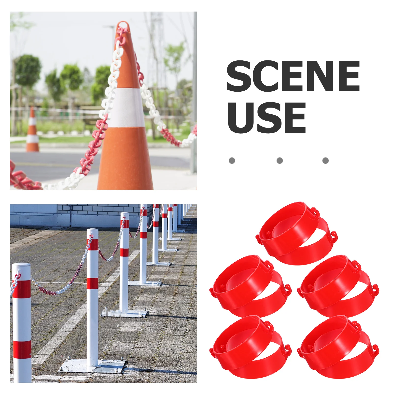 10개입 교통 콘 체인 연결기 플라스틱 링 안전 장벽 연결 주차 공사 도로 표시기