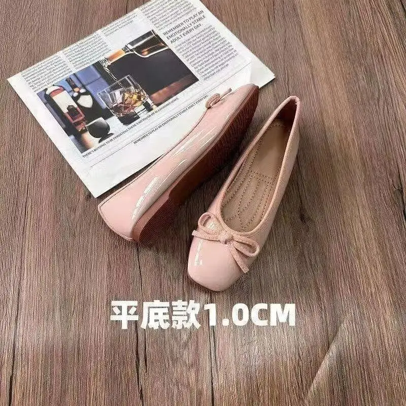 Women Ballet Flats Square Toe Bowknot Slip on Patent-Look Glossy Shoes Ladies Casual Office Everyday Walking Dress Footwear - view 6
