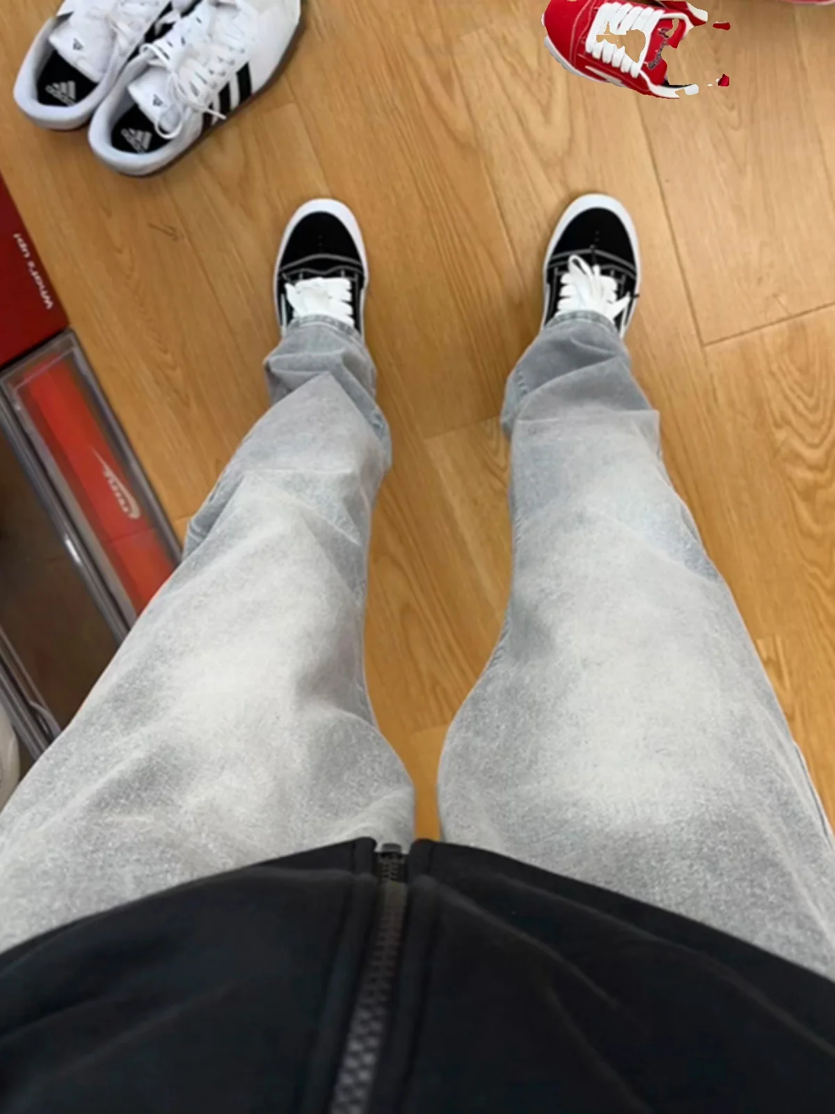 

Trendy Cleanfit Belted e ey Denim Jeans for Tall Men High Street American Sle Loose Straight Leg Wear Resistant