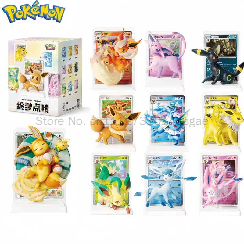 new-original-pokemon-eevee-set-ptcg-dream-brush-blind-box-third-series-anime-display-peripherals-models-birthday-toys-gifts