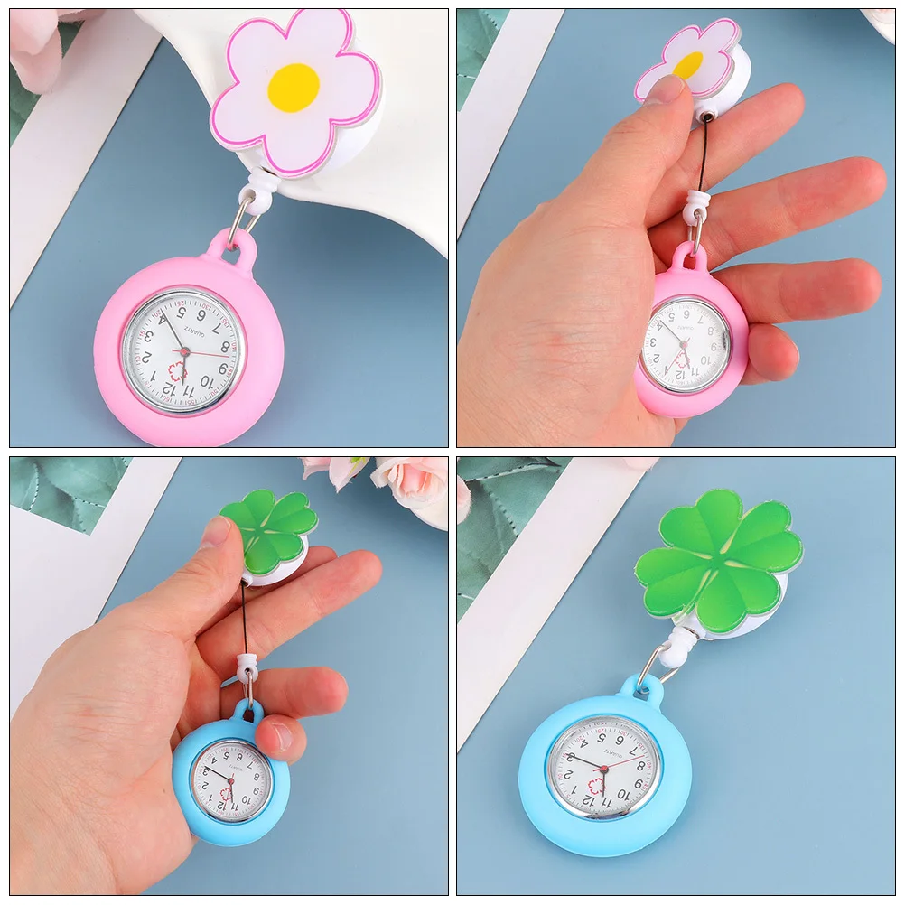 2 قطعة ساعة ممرضة كليب على قابل للسحب المهنية ساعة الجيب الطلب الكبير مريحة التمريض أداة ممرضة الساعات للنساء