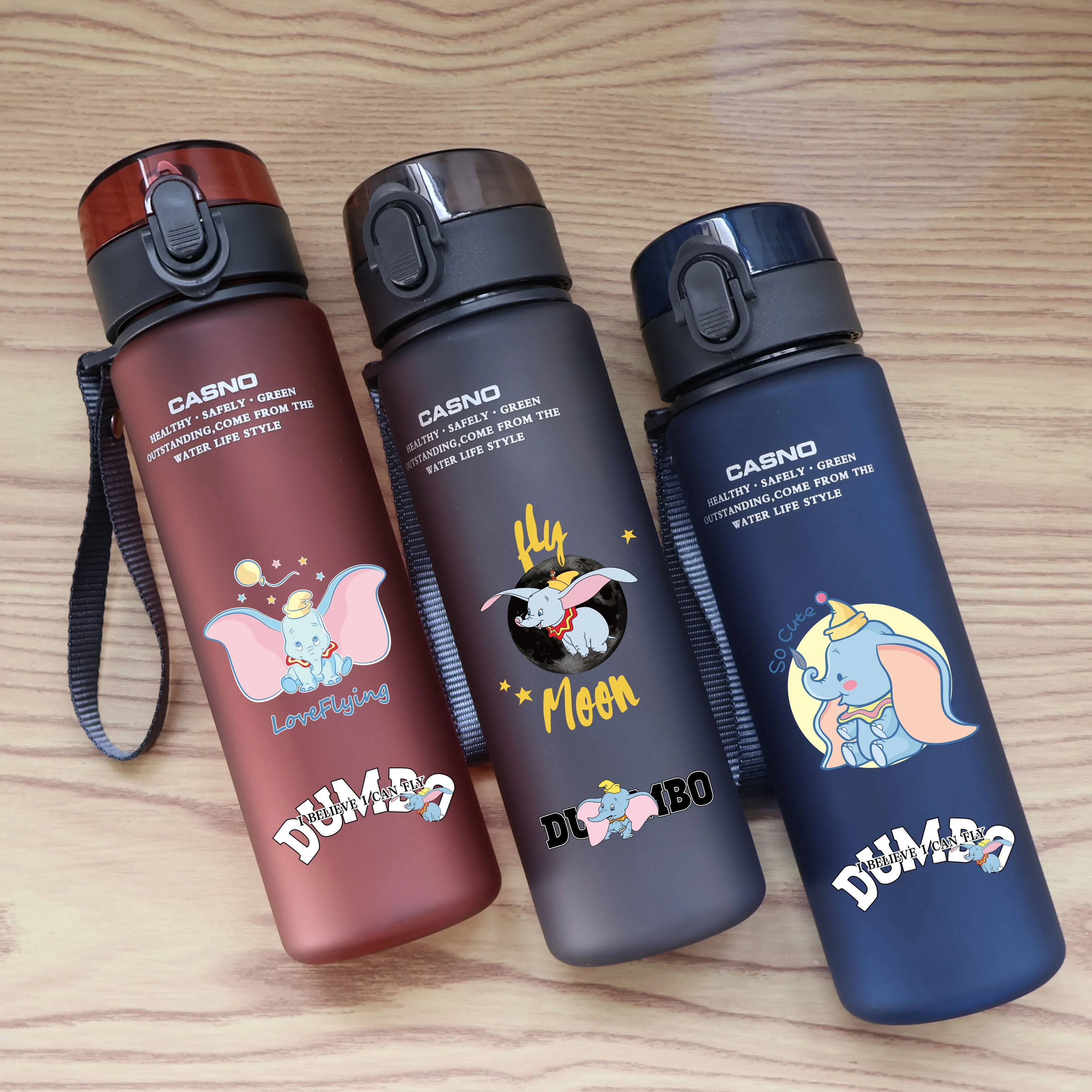 Disney Series Dumbo Water Bottle 560ML Portable Plastic Water Glass  Adult Kid High Capacity Sports Anime Water Cup