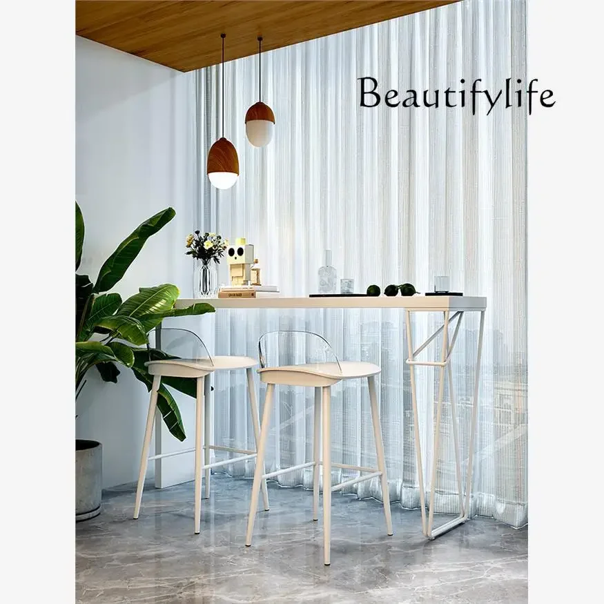 35 N White casual balcony bar table simple modern long dining table integrated household partition window