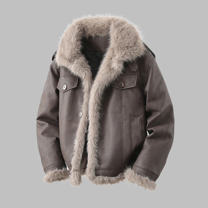 

Autumn Winter Mens Jacket Wool Liner Warm Workwear Jacket Male Cotton Daily Casual Deerskin velvet Thickened Warm Coats