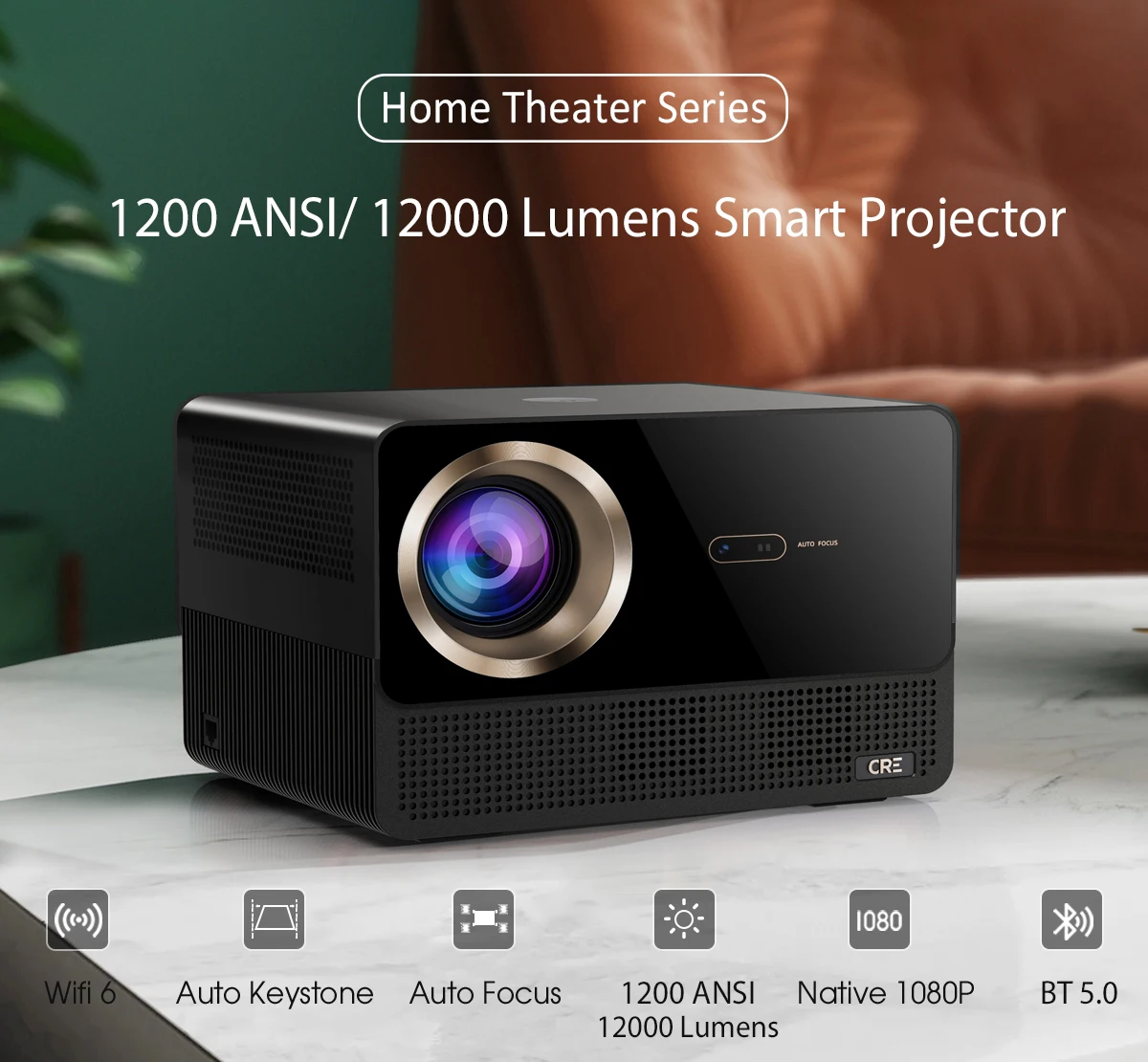 Smart Android11 Home Theater Projector 4K Built-in Speakers HIFI Stereo 120 Inch WIFI 6 Smart TV