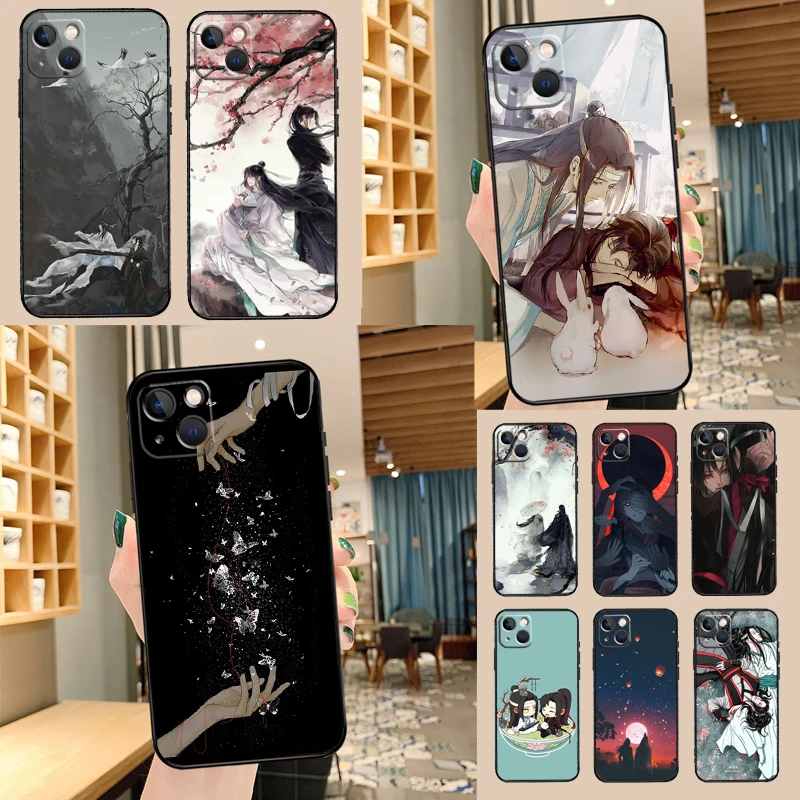 حافظة هاتف مو داو زو شي لهاتف آيفون ، 11 ، 12 ، 13 ، 14 ، 15 برو ماكس ، غطاء خلفي صغير لهاتف آيفون XR ، X ، XS Max ، 7 ، 8 Plus