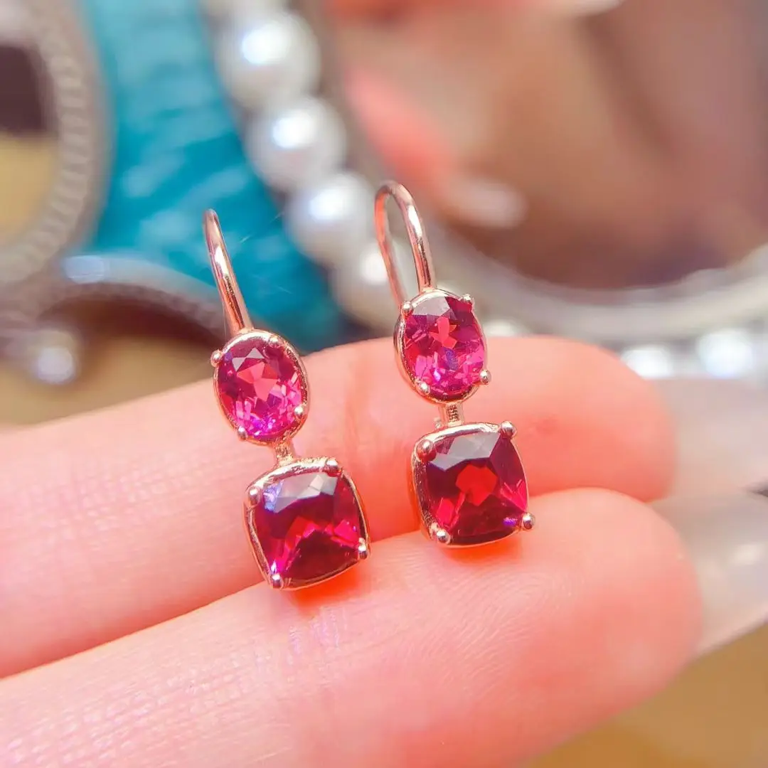 

Серьги-кольца из серебра 925 пробы, серьги с натуральным гранатом, 5 мм, 4 мм * 5 мм, настоящие пироповые гранатовые украшения, позолоченные серебряные серьги без аллергии