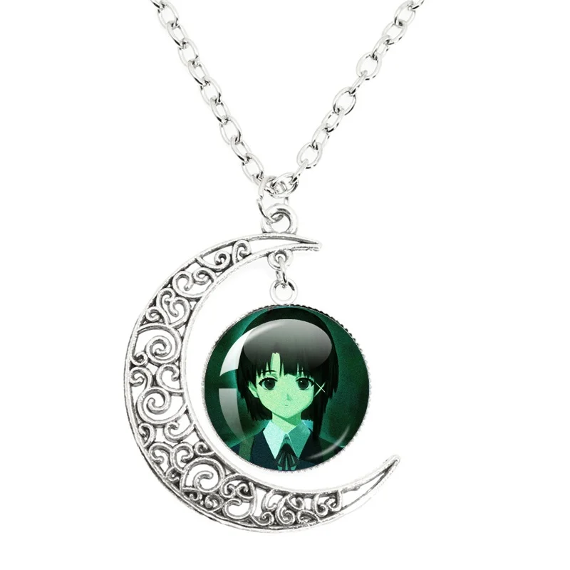 Gran oferta de experimentos en serie Lain, collares con colgante de Luna de cristal, Dios del cable, Lain Iwakura, accesorios, joyería, regalo para seguidores