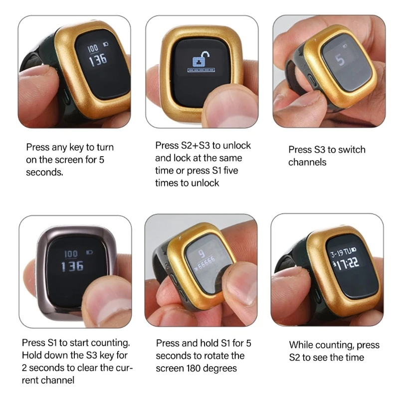 Contador dedos leve com display OLED multifuncional 4 canais