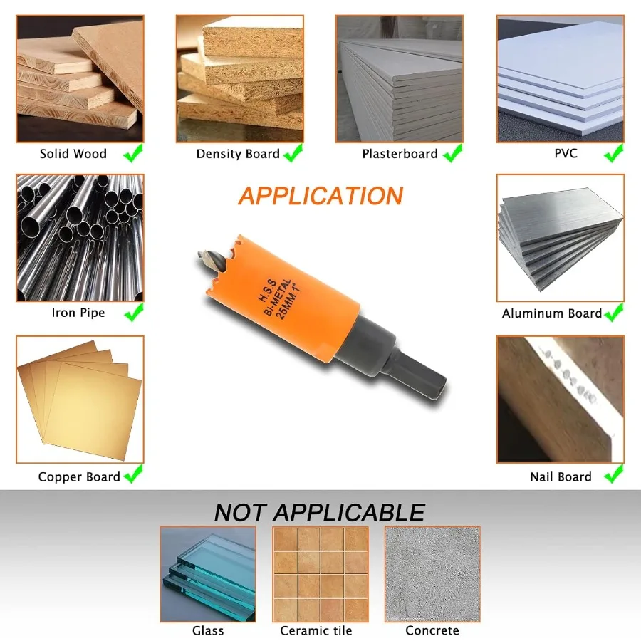 1 inch Hole Saw with Arbor for Cutting Metal Wood and Plastic 25mm BiMetal Hole Cutter for Various DIY Projects with Smooth and