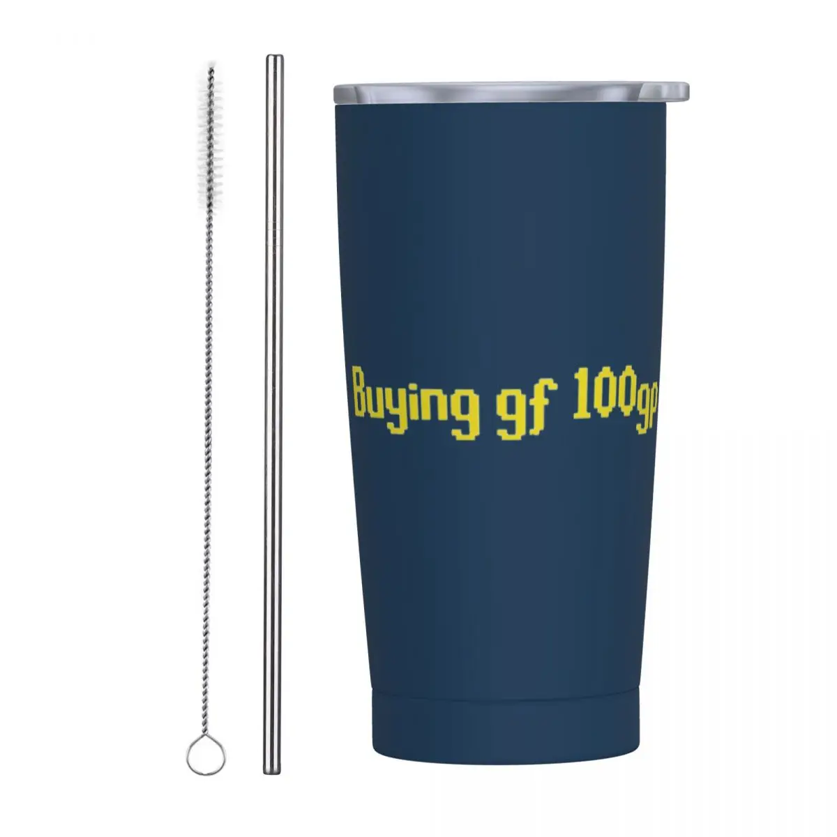 RuneScape _Buying Gf 100gp_ Meme Stainless Steel Tumbler Vacuum Insulated Mug Thermal Cold Cups Straw With Lid 20oz