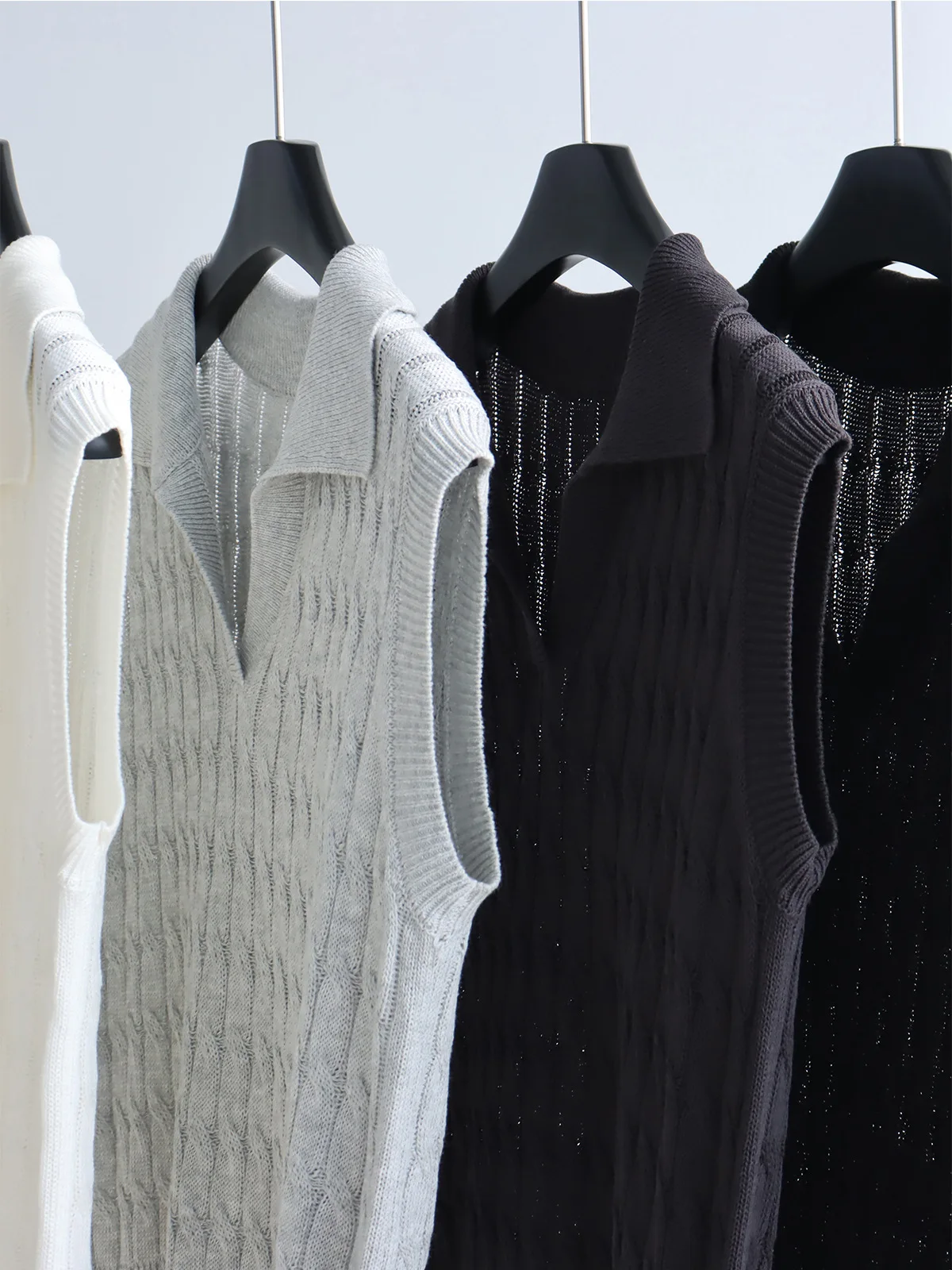 Dave&di Sleeveless Knitted Shirt Linen Lapel Vest For Spring And Summer Commuting Temperament Top Pullover 5