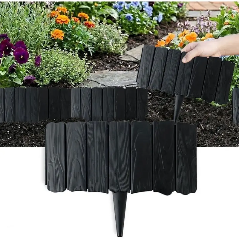 ABLN-Garden Edging Border 11.42 Inch X 8Pcs Decorative Plastic Landscape Edging, Interlocking Lawn Edgefence For Flower