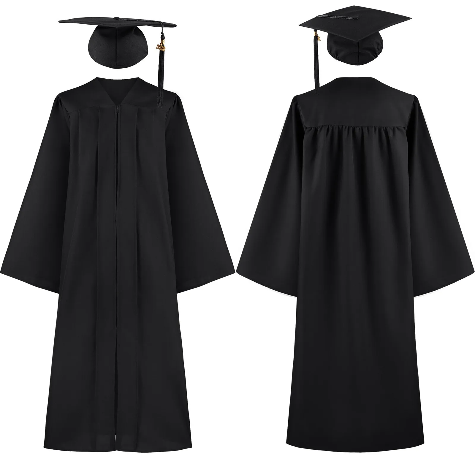 

Graduation Gown University Robe Mortarboard Cap Academic 2024 Adult Zip Closure Mortarboard Cap Student Graduation Costume