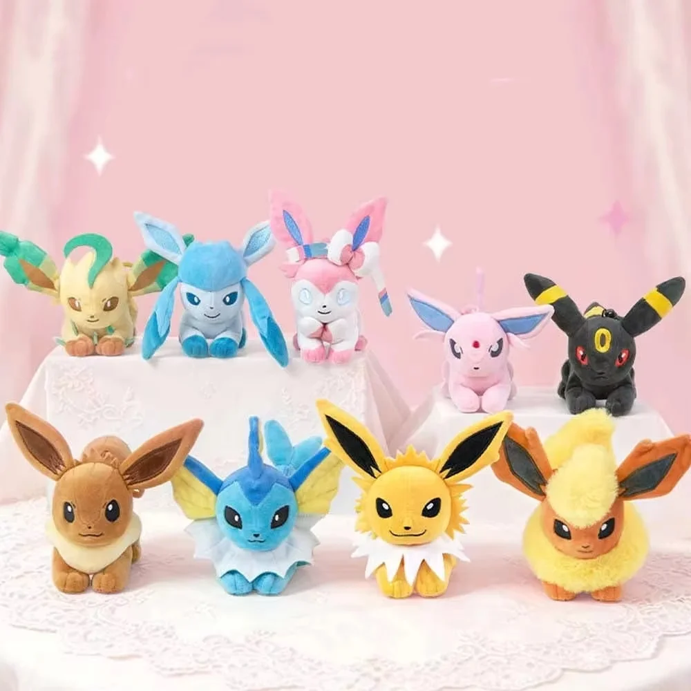 Pikachu Love At First Sight Series Lying Posture Plush Pendant Cute Sylveon Leafeon Doll Cartoon Charm Anime Collectible Gift