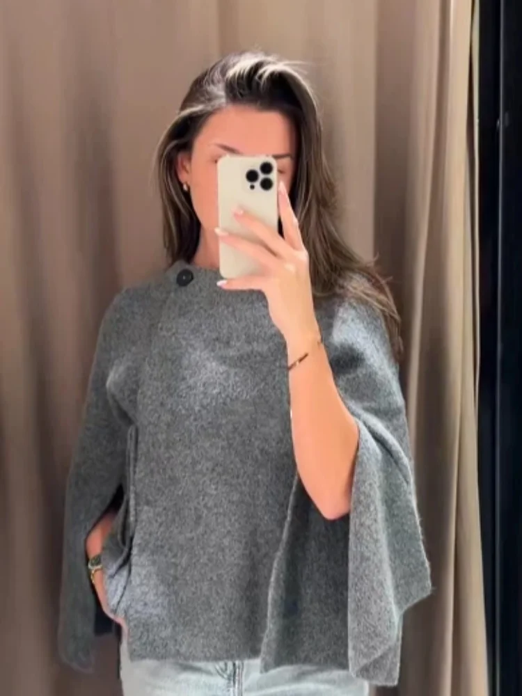 

Модная серая куртка на шнуровке в форме накидки, женская шикарная свободная короткая куртка с длинными рукавами и круглым вырезом на талии, новая женская верхняя одежда