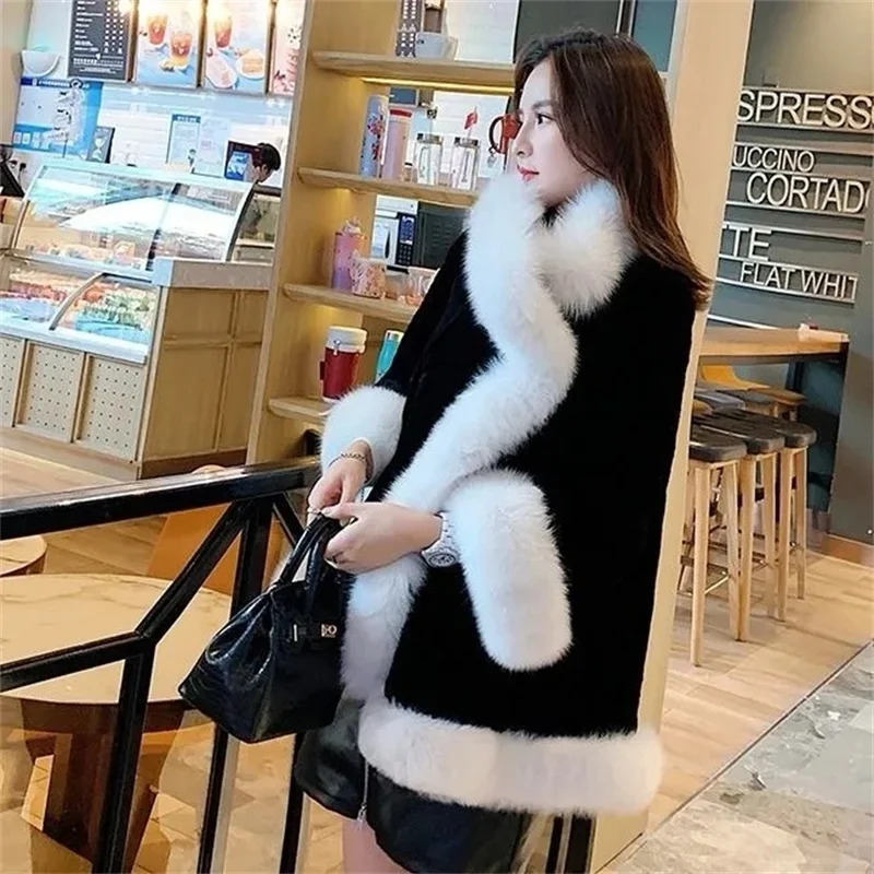 

2024 Autumn/Winter New Loose Imitation Mink Fur Coat Women's Thickened Fur Cloak Shawl Slimming Coat Cloak Solid Color Commuter