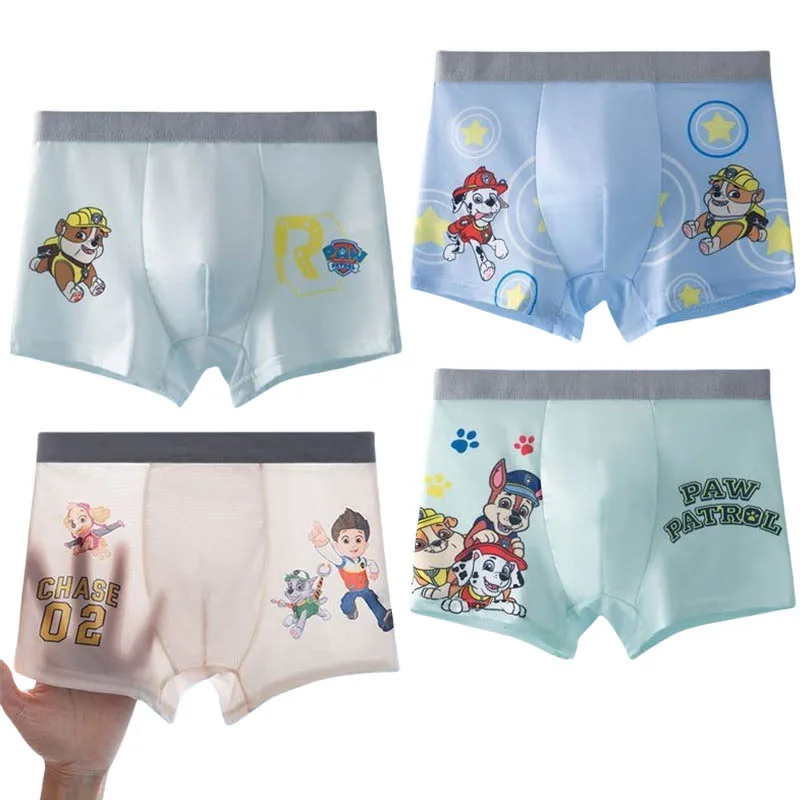 

4 шт., трусы-боксеры для мальчиков «Щенячий патруль», хлопковые детские боксеры, дышащее детское нижнее белье, трусы с милыми узорами из мультфильма, трусы, подарок
