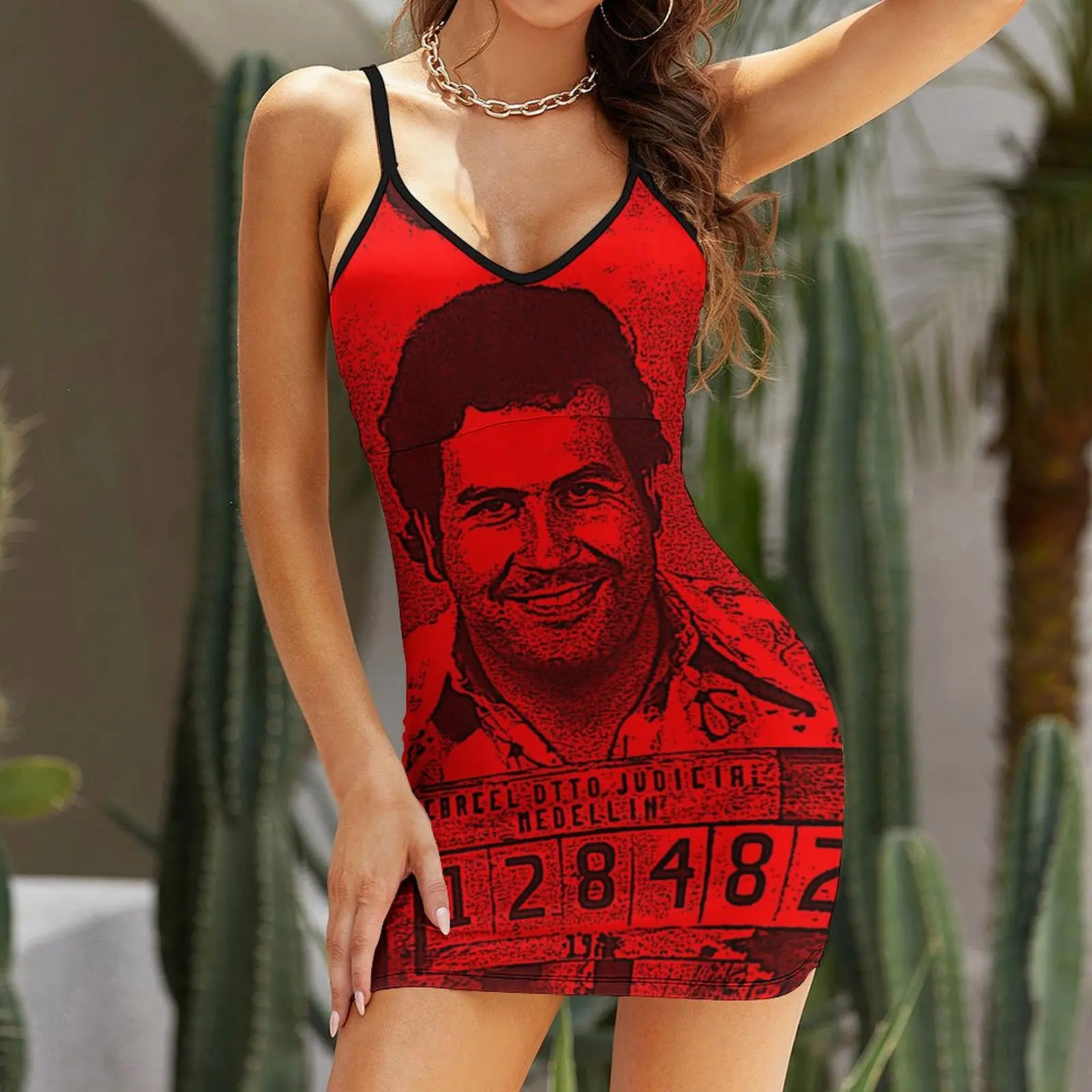 

Экзотическое женское платье на бретельках с рисунком Pablo Escobar, женское платье с шуткой, коктейльное платье