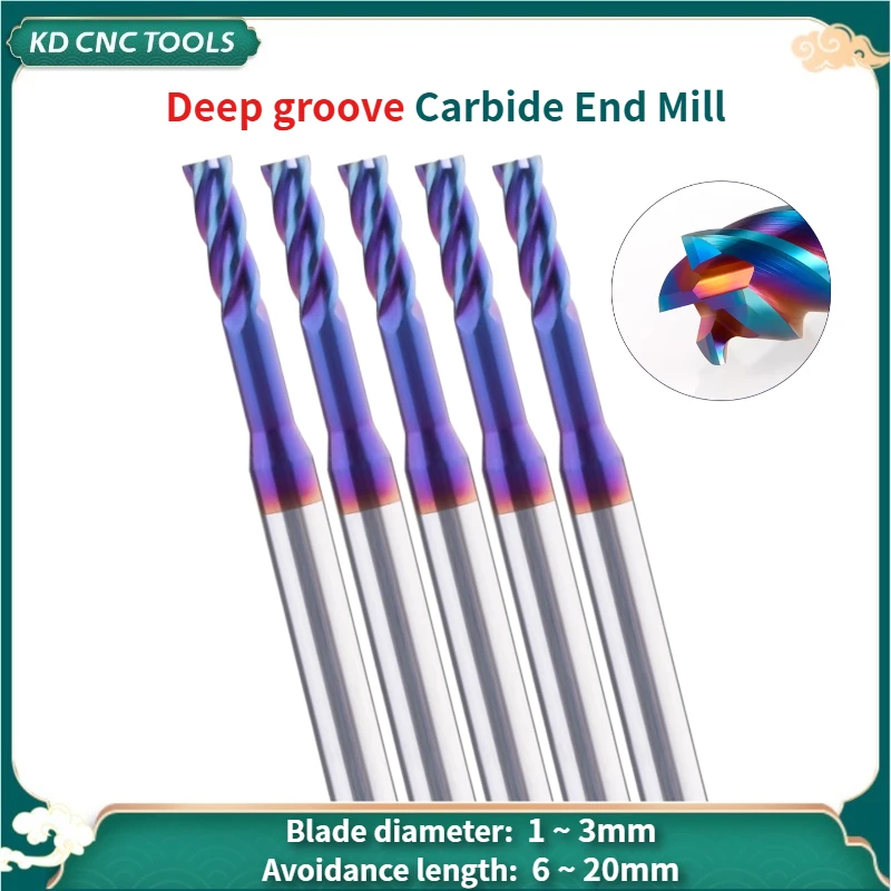 

KD CNC HRC65 ° 4-флейтовые концевые фрезы из карбида вольфрама с глубокими канавками, фрезы с длинной шеей, концевая фреза с ЧПУ для стали, удлиненная флейта