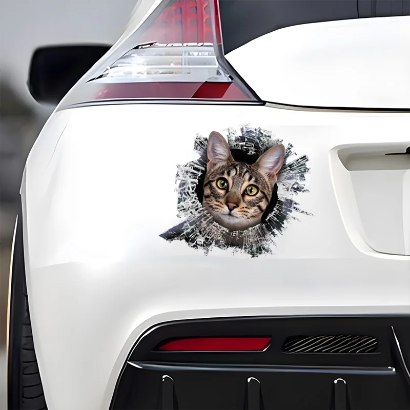 DK450# Savannah Cat Car Stickers, Waterproof Pvc Animal Decals With 3D Effect, Block Scratches and Increase Fun Auto Parts