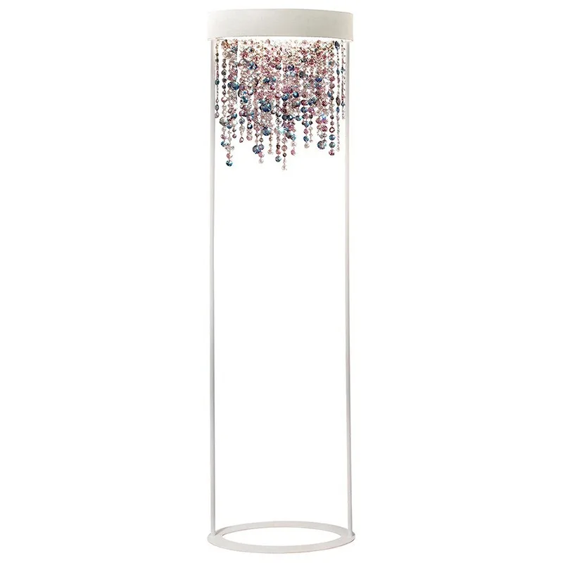 High-end colorful oval crystal lamp, light luxury model home, villa bedroom, bedside floor lamp