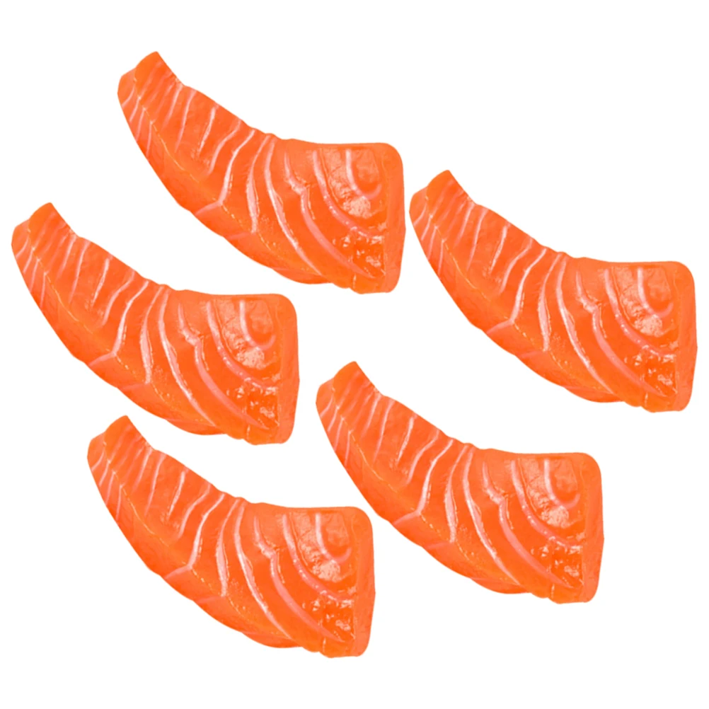 

5 Pcs Imitation Salmon Fillet Fish Shaped Slices Food Decoration Props Kitchen Fake Fruit Simulation Model