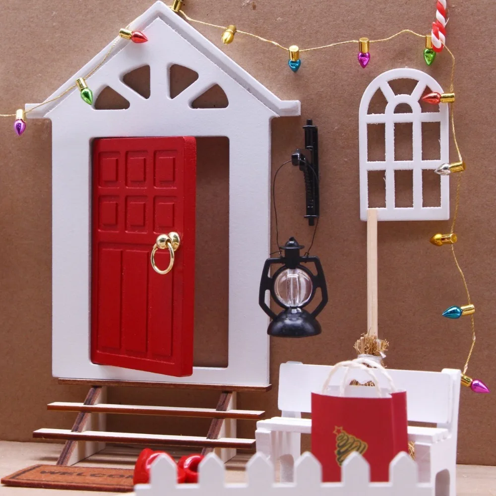 24pcs 1:12 Doll House Ornaments DIY Crafts Handmade Elf Door Fairy House Doll Accessories Christmas Decor Miniature Scene Model