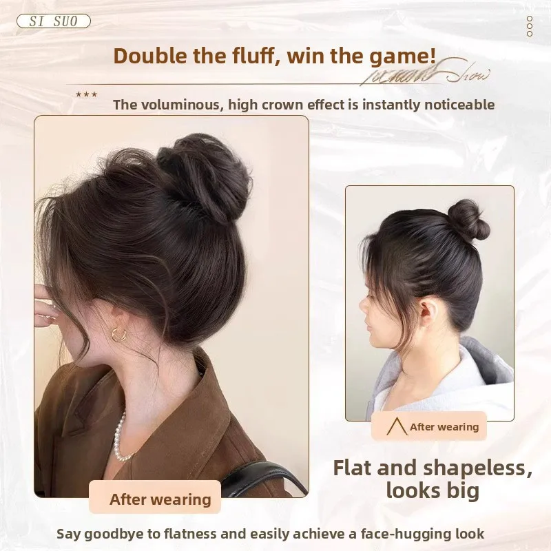 الاصطناعية عش الطيور كعكة رئيس شعر مستعار Chignon الفرقة الشعر التمديد مطاطا Scrunchie للنساء الآسيوية زيادة الشعر بسرعة #2