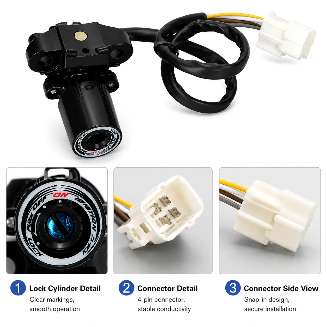 Motorcycle Full Lock Set Ignition Lock Fuel Cap Seat Lock 2 Keys Fit Kawasaki ER650 ER6F EX650 EX400 Ninja 650 400R
