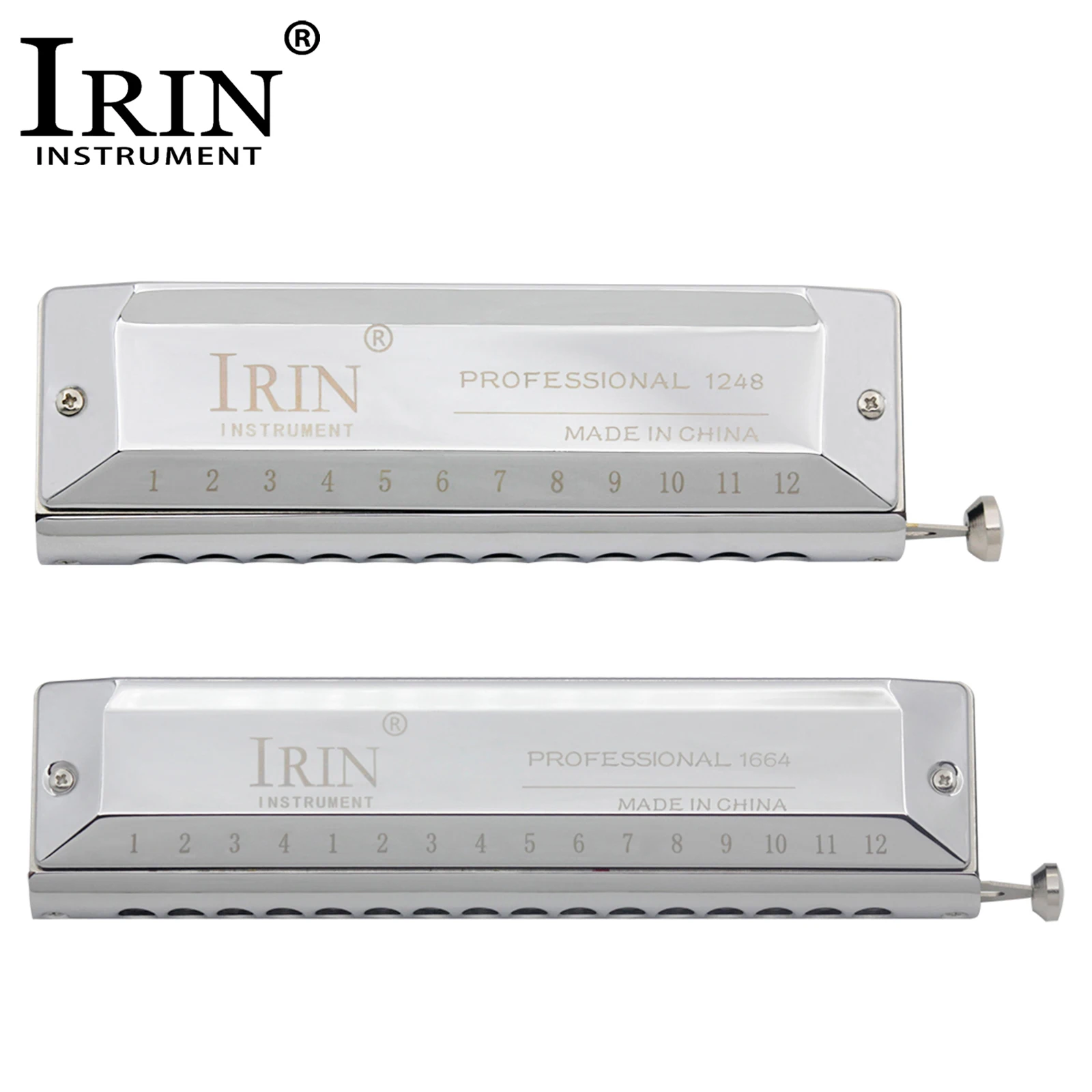 IRIN Chromatic Harmonica 16-Hole 64-Note/12-Hole 48-Note Semitones Mouth Organ Professional Harmonica Woodwind Instrument