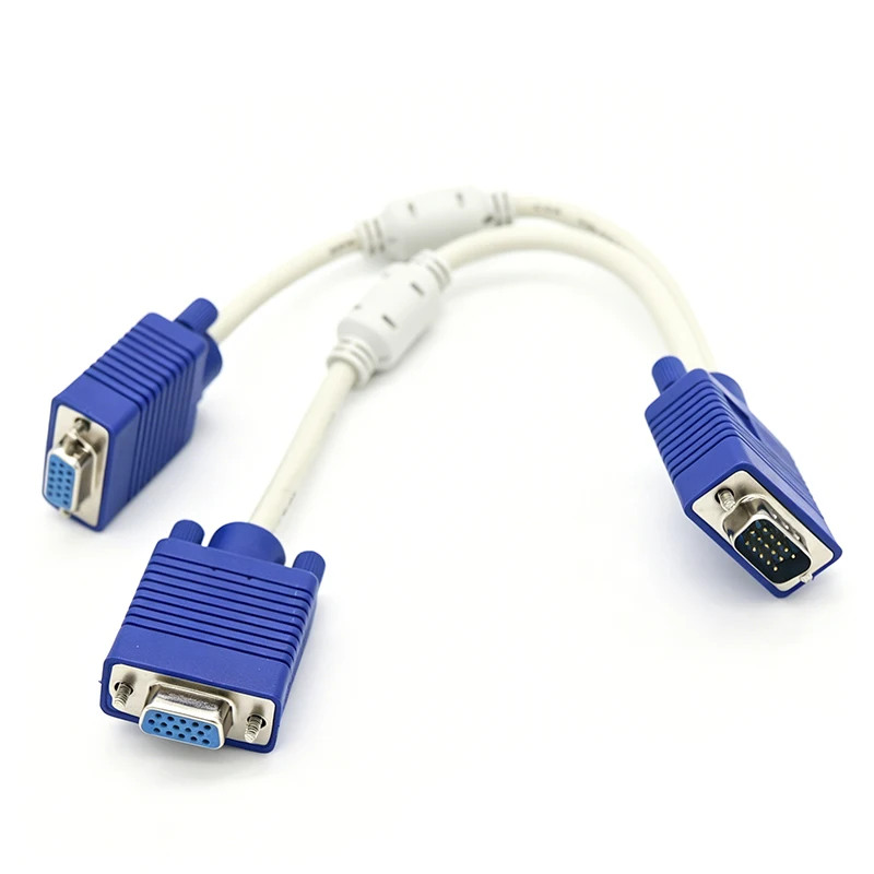 0.28M VGA Y Splitter Cable 1 Male To Dual Female 15Pin Video Converter For PC Laptop Two Monitors Display