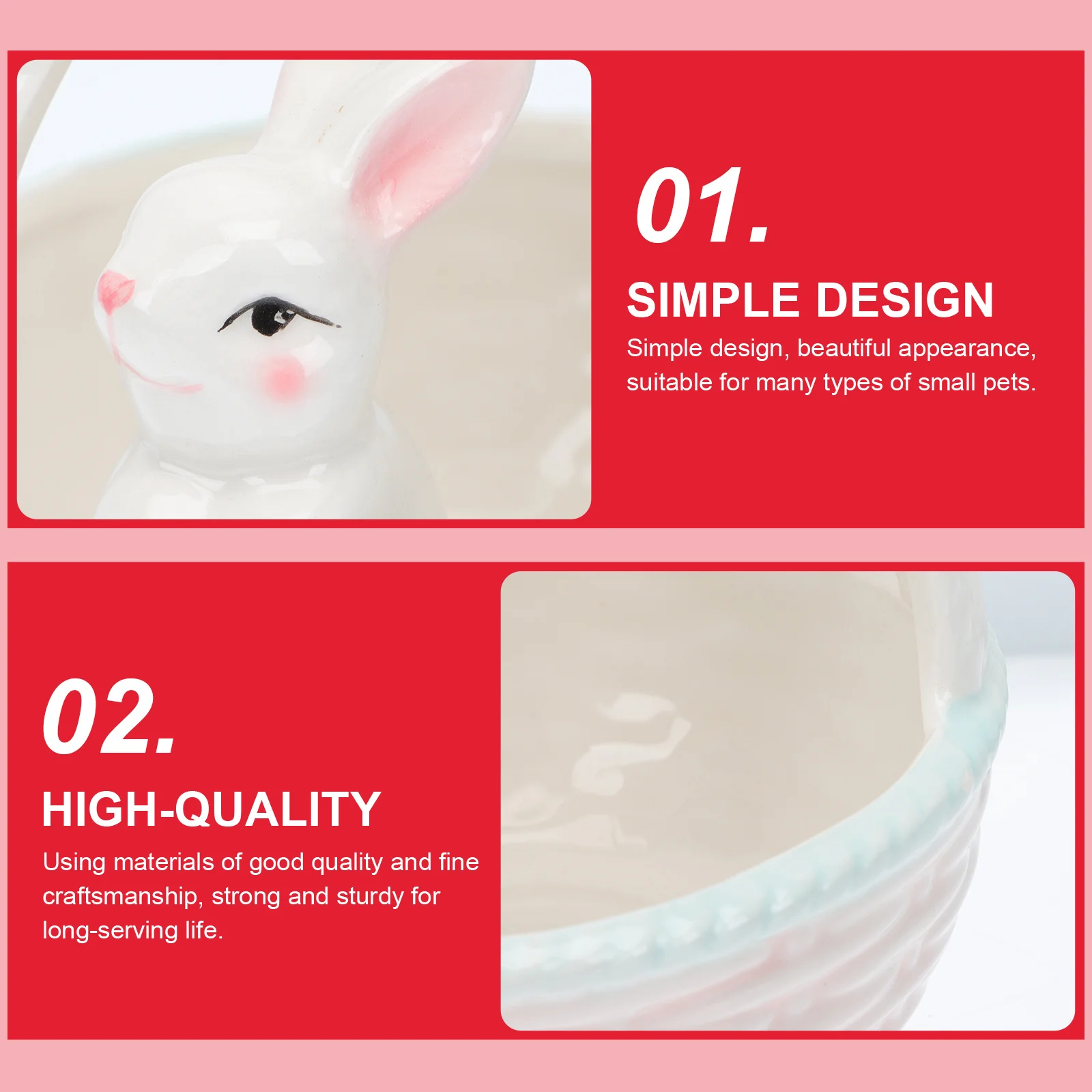 

1Pcs Ceramic Easter Rabbit Basket Decoration Realistic Bunny Desktop Ornament Garden Supplies Ideal for Party Shower DIY