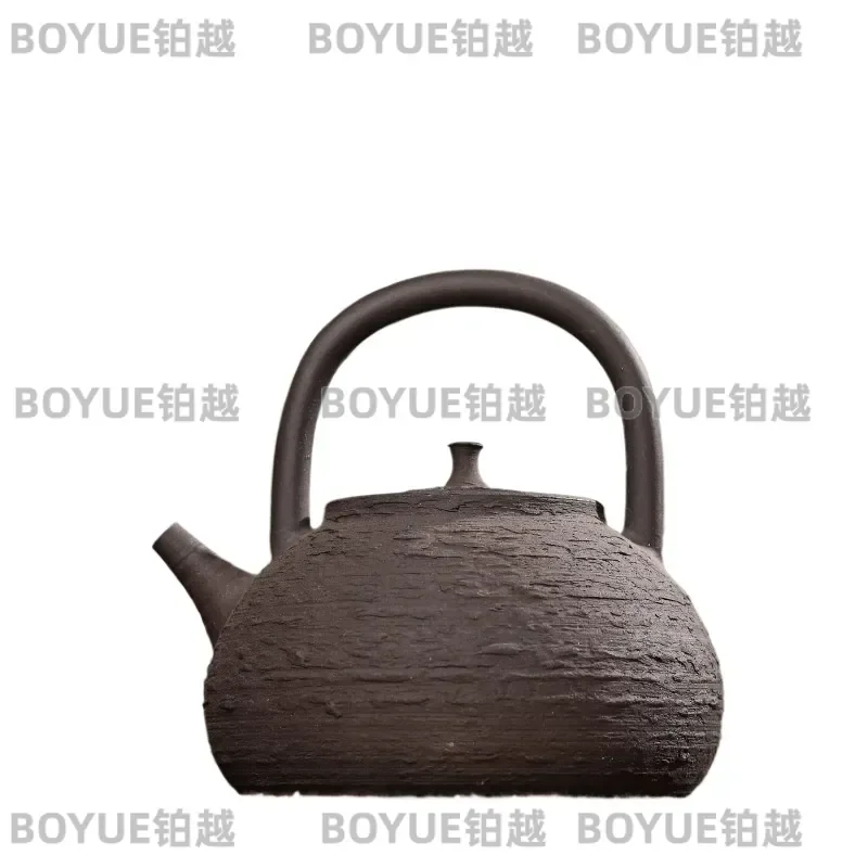 Retro Black Clay Teapot Wood Fired Sand Pot Traditional Chinese Kettle for Boiling Water Household Ceramic Tea Ware