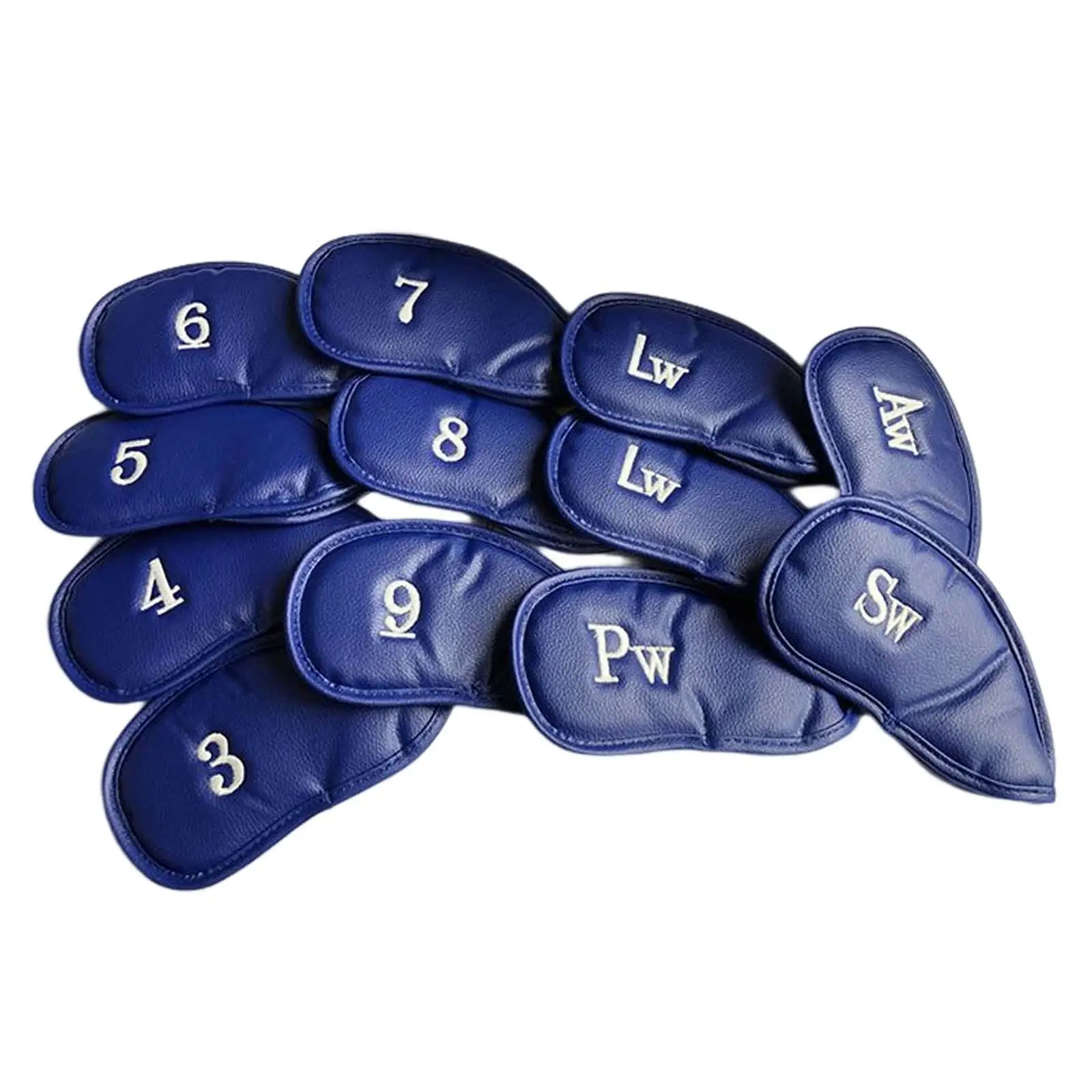 12Pcs Golf Iron Head Covers Golf Club Protectors Blue Fit All Brands Premium PU Leather for Golf Clubs Golf Club Head Covers