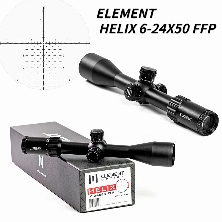 

ELEMENT Optics HELIX 6-24X50 FFP First Focal Plane Riflescope w/ Zerostop 30mm Tube APR-2D MRAD Reticle Rifle Scope Sight Luneta